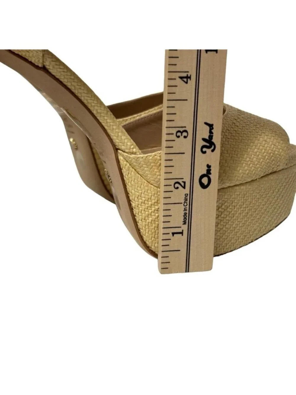NWT Stuart Weitzman Ryder 95 Tan Platform Sandal Wheat Textured Rafia Size 10